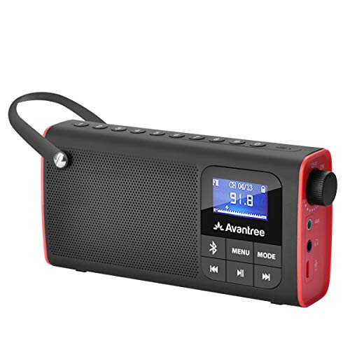 Reproductor de música portátil AM/FM compatible con tarjeta TF/USB/SD/MP3/radio FM con sintonizador de radio de alta sensibilidad con batería recargable y altavoz grande de 3 W.
